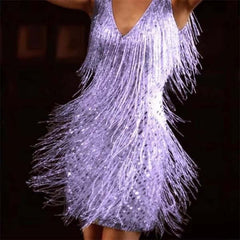 Glamorous Sequin Fringe Flapper Dress - Women - Liselotte