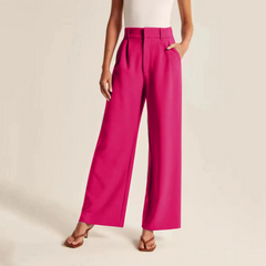 High-waisted Pleated Linen Trousers - Lightweight - Stylish