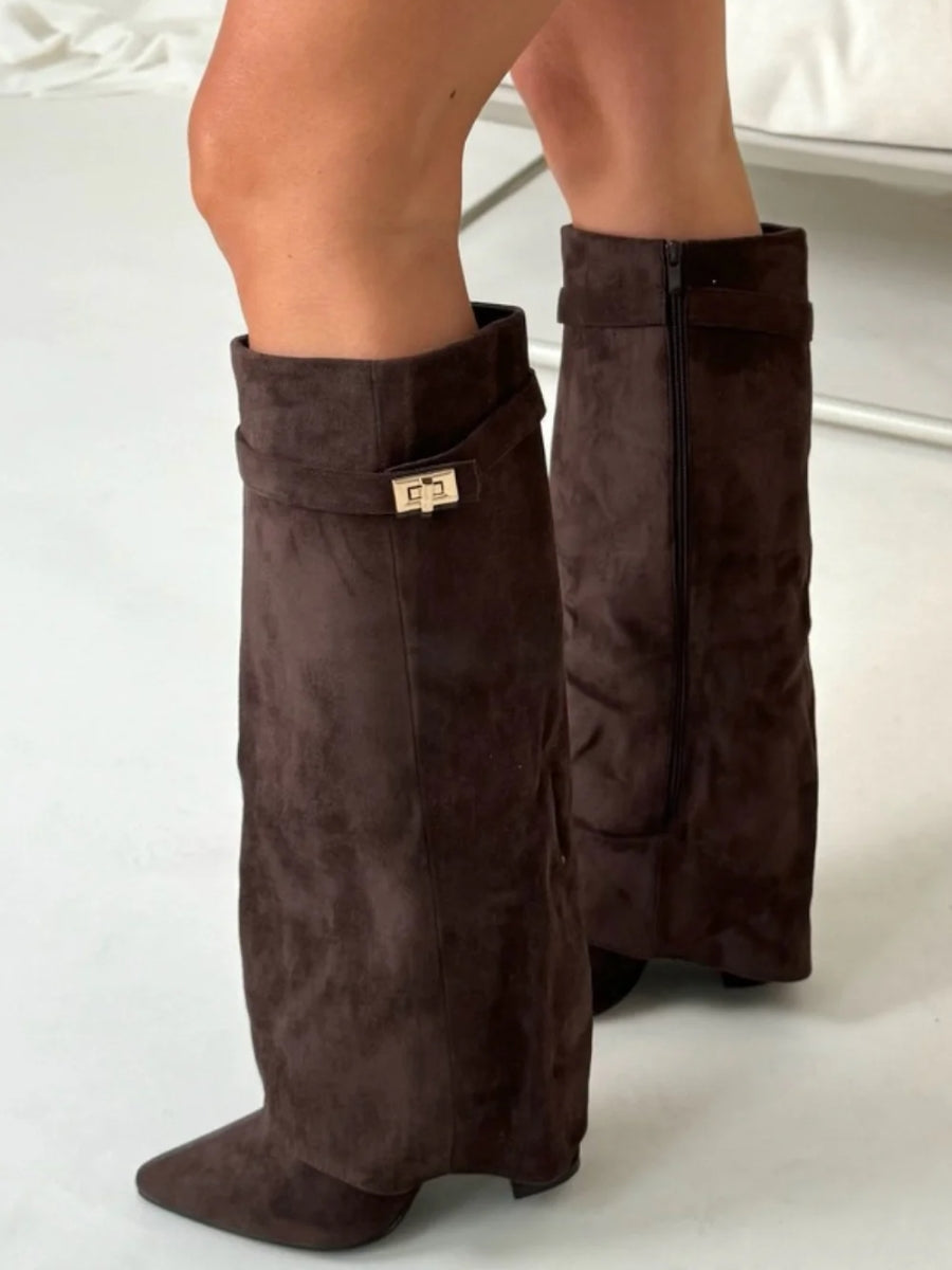 Knee-high suede boots - Heel - Elegant design