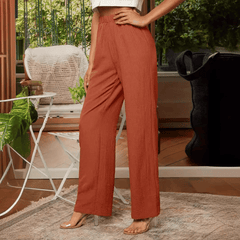 Women’s Straight Leg Trousers - Elastic Waistband - Comfortable Fit