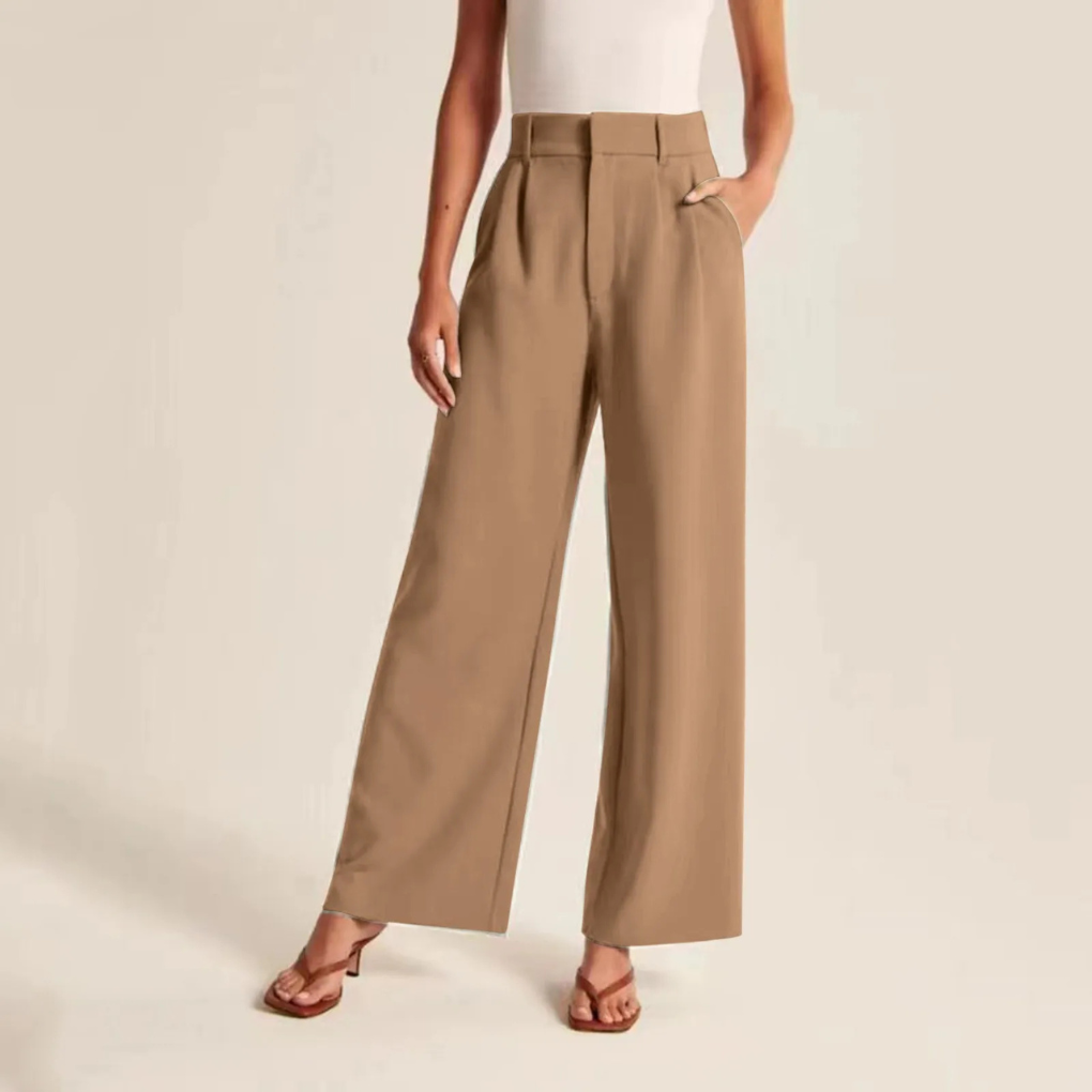High-waisted Pleated Linen Trousers - Lightweight - Stylish