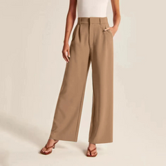 High-waisted Pleated Linen Trousers - Lightweight - Stylish