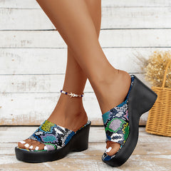 Wedge Sandals Women – Snake Print