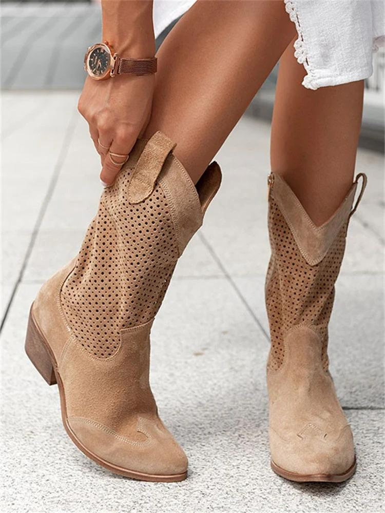 Mid-calf Western Cowboy Boots for Women