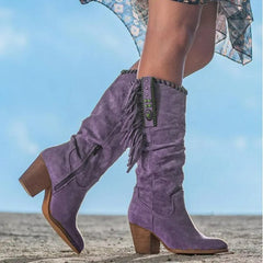 Vintage knee-high boots with tassels