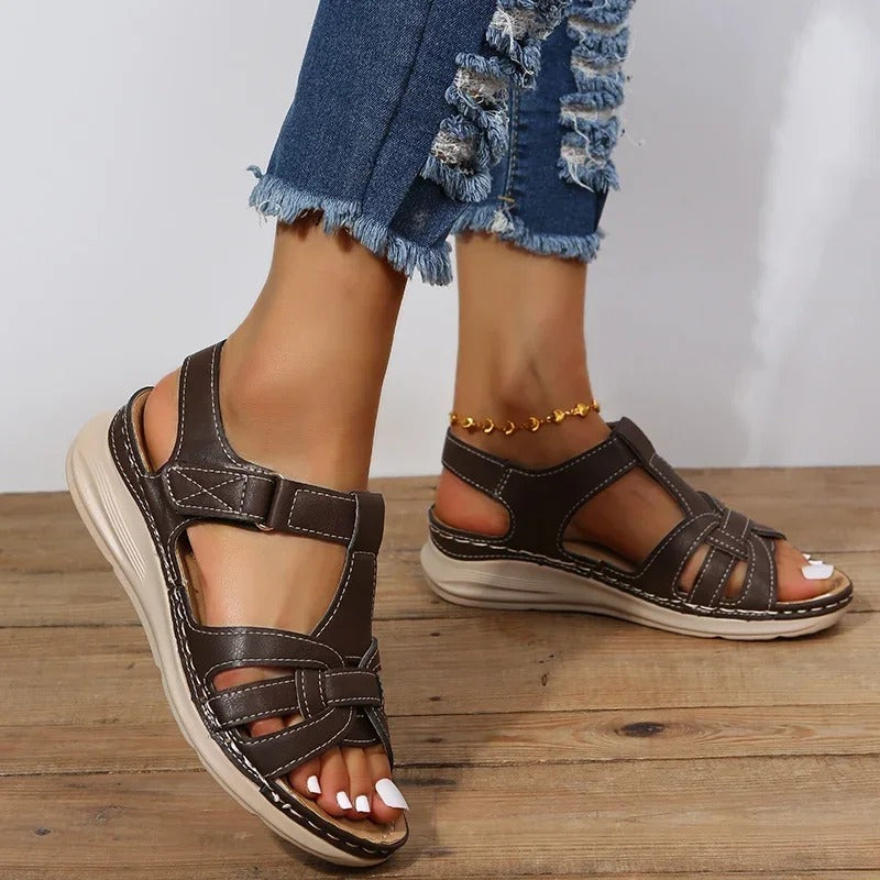 Orthopaedic Leather Ladies Sandals - Mukavuus & Tuki