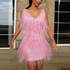 Glamorous Sequin Fringe Flapper Dress - Women - Liselotte